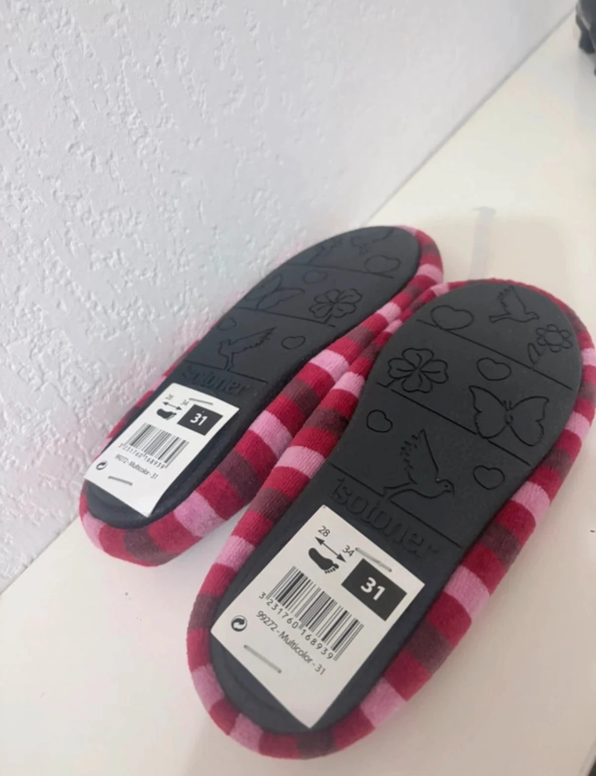 Chaussons Isotoner Ballerines Rayées Roses & Prune – photo 4
